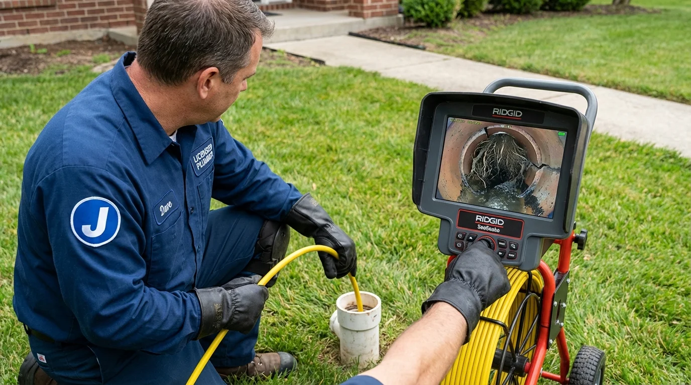 Sewer camera inspection being performed by Johns Plumbing LLC in Dunkirk